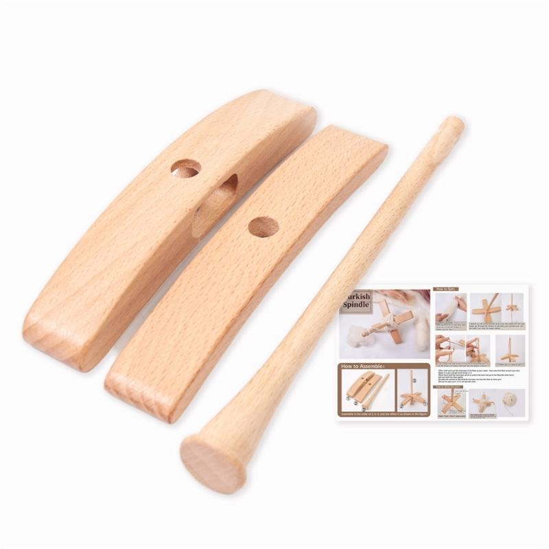 Crosses-Shaped Wooden Turkish Spindle Drop Spindle Crocheting Spinner Tool Sewing Accessories for Yarn Weaving Wool