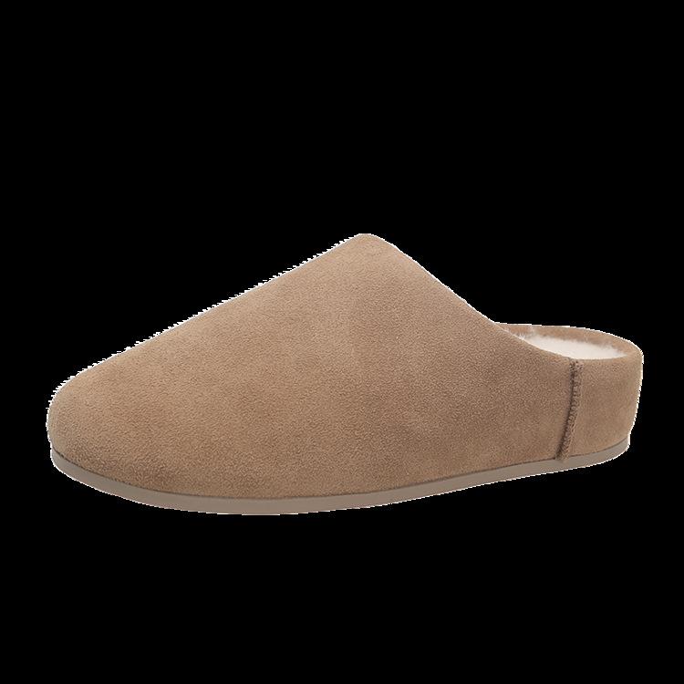 

Star with the same fluffy slippers women s 2025 autumn new versatile velvet thermal cotton slippers bag head half slippers women 35