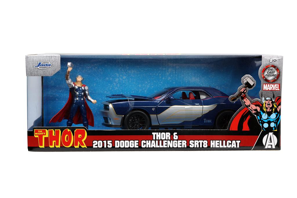 MARVEL THOR 2015 DODGE CHALLENGER SRT HELLCAT Mighty Thor Diecast Car 124 &