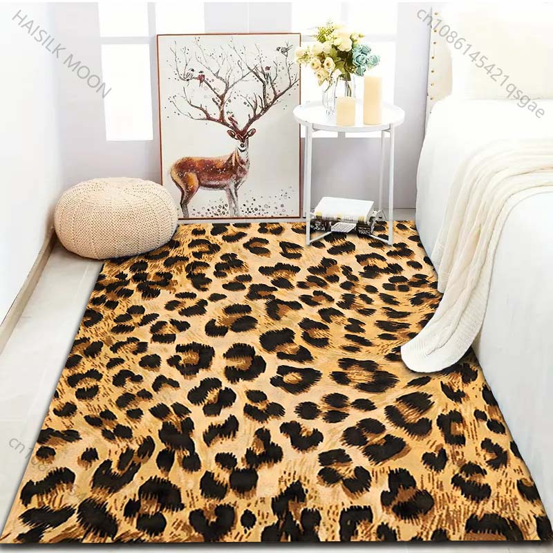 1PC Wild Leopard Print Carpet for Living Room Bedroom Sofa Doormat Decor Sofa Area Rug Non-slip Floor Mat Large Size
