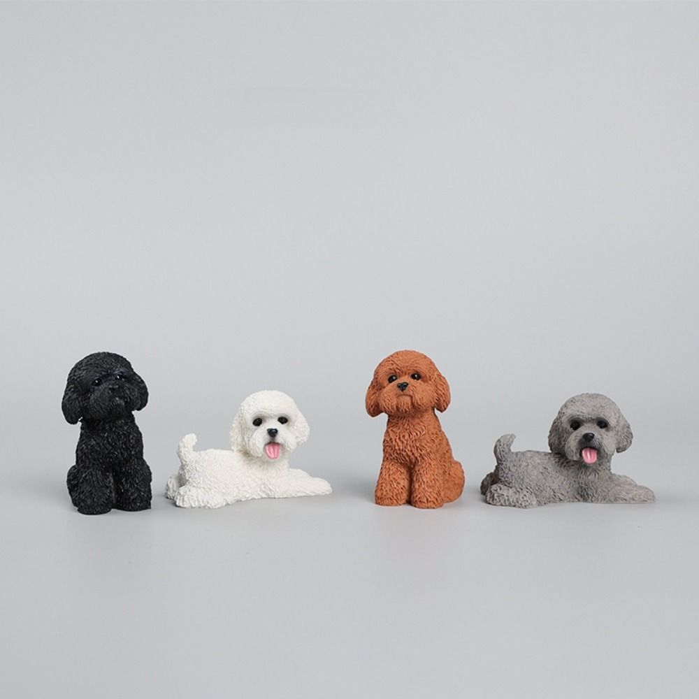 Resin Crafts Mini Animal Ornament Simulation Dog Action Figures Poodle Dog Figures  Birthday Gift