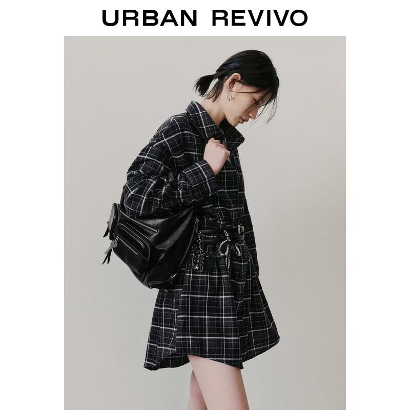 UR2026 Women's Casual Color-block Plaid Dress