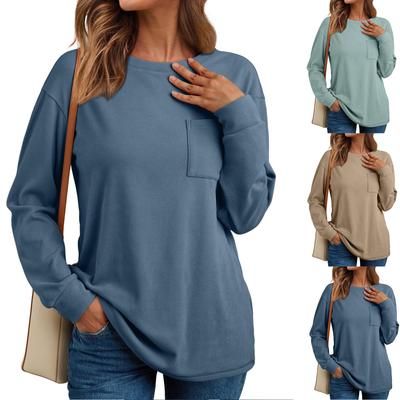 Tops para mulheres manga comprida pulôver camisas casuais top