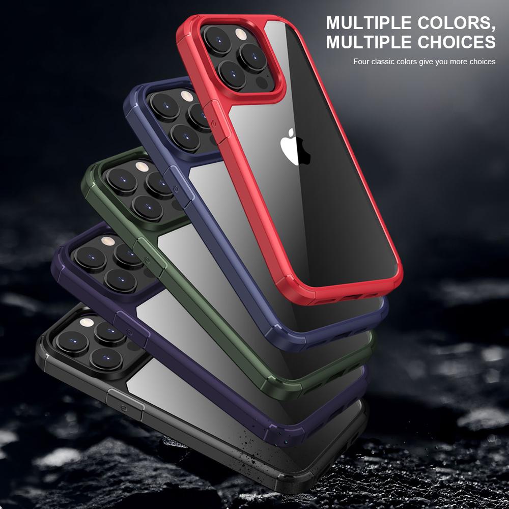 Defense Armor Series for iPhone 14 Pro Max Clear Back Phone Case TPU+PC Shock Absorption Cover