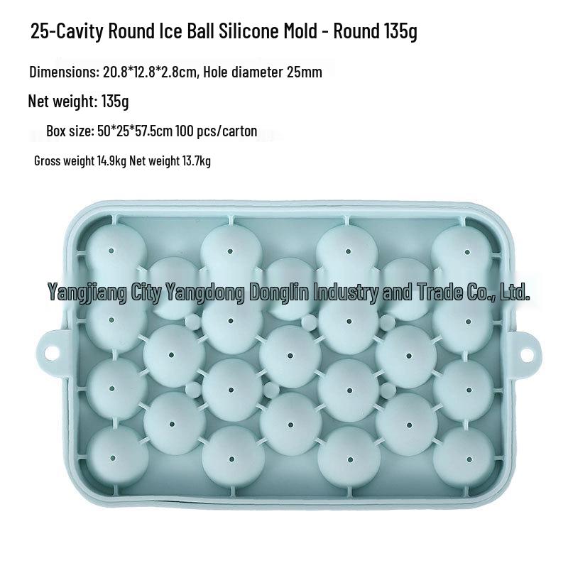 Disponibile Vassoio per Cubetti di Ghiaccio Sferici in Silicone a 25 Scomparti con Coperchio, Stampo Rotondo Facile da Sformare per Infusioni di Frutta