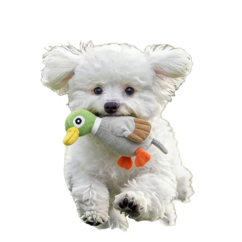 Soft Plush Duck Shaped Squeaky Chew Toy for Pets