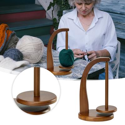 Wooden Spool Stand Easy To Install High Performance Magnet Souvenir Hand Knitted Crochet Rotating Yarn Stand