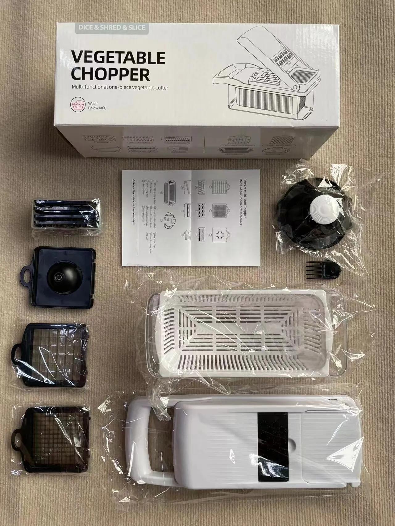 

15 шт./набор Овощерезка Многофункциональная Ручная Терка для продуктов с контейнером Луковая мельница Чоппер Бытовая Картофелерезка Кухонные гаджеты Вещи black 15pcs