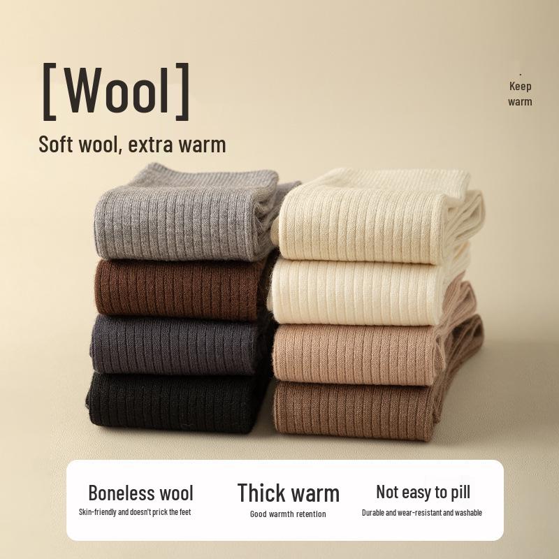 Women's Over-the-Knee Wool Socks with Velvet Lining: Thick, Warm, and Slimming for Fall and Winter