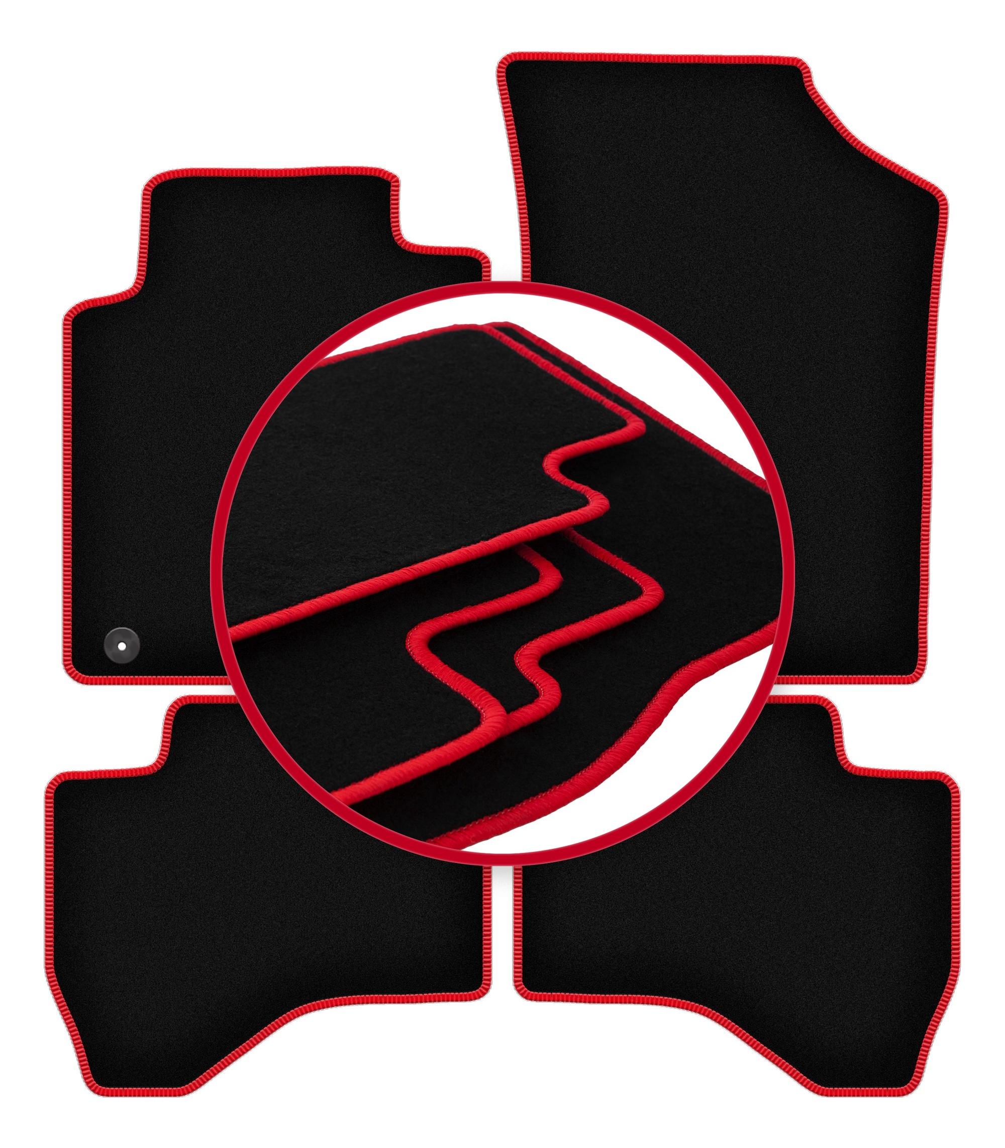 Velours vloermatten met rode rand voor: Peugeot 107 hatchback (2005-2014)
