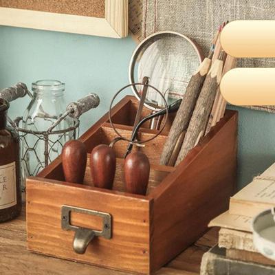 Organizador de escritorio de madera, soporte para carrito con Control remoto, llaves, bolígrafos, contenedor, suministros de oficina, maquillaje