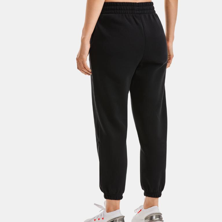 Under Armour Essential Solid Color Logo Drawstring Joggers Women Bottoms Black 1373034-001