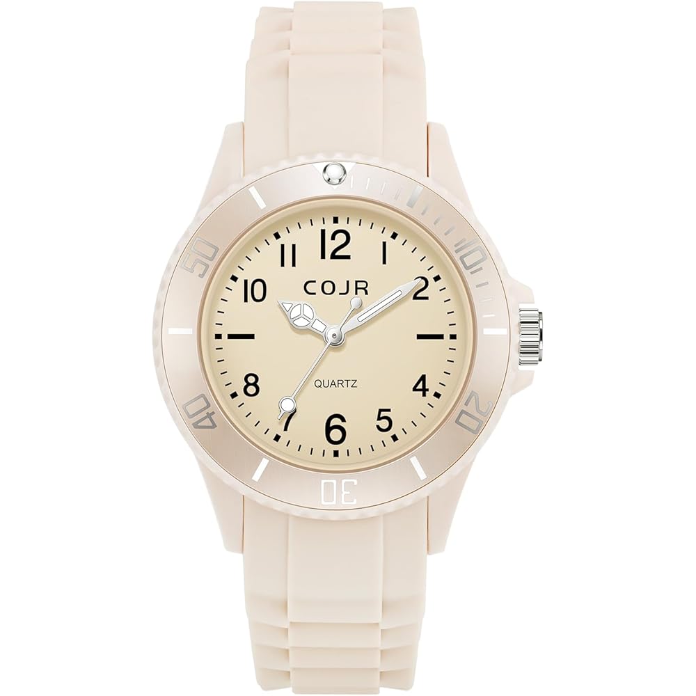 Exam Watch Analog Silent Second Hand Waterproof 3ATM Luminous Unisex Cream
