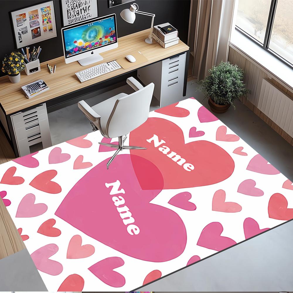Custom Name Love Printed Carpet,Rug for Office Chair Living Room Bedroom Kitchen Room Decor Gifts.