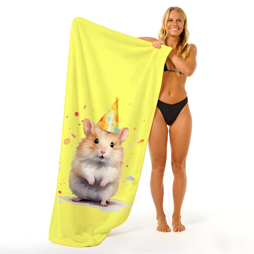 Art Watercolor Breakfast Hamster Towel Beach Blanket Towel For Travel Gym Shower Luxury Lightweight Camping Pool Hot
