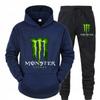 Men's Hoodie Set With Letter Print Casual Long Sleeved Hooded Sweatshirt Fleece