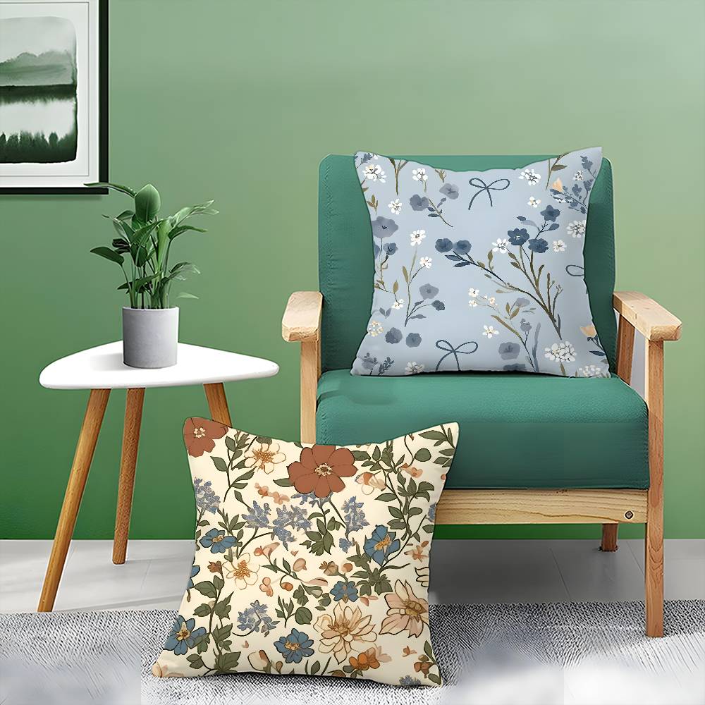 Retro Floral Classical Elegant Style Pillow Case Comfort Sofa Bed Silky Elegant Invisible Zipper Decorative Cushion Cover