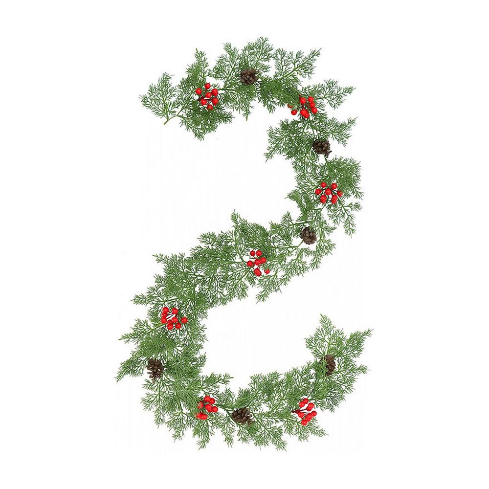 

Artificial Pine Garland Christmas Real Touch Winter Pine Garland With Cones Red Berries 78.7 Inch Mantle Decorations Hanger Other