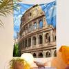 Roman Colosseum Cartoon Illustration Patterned Tapestry Decorative Wall Hanging, Home Bedroom Living Room Decor