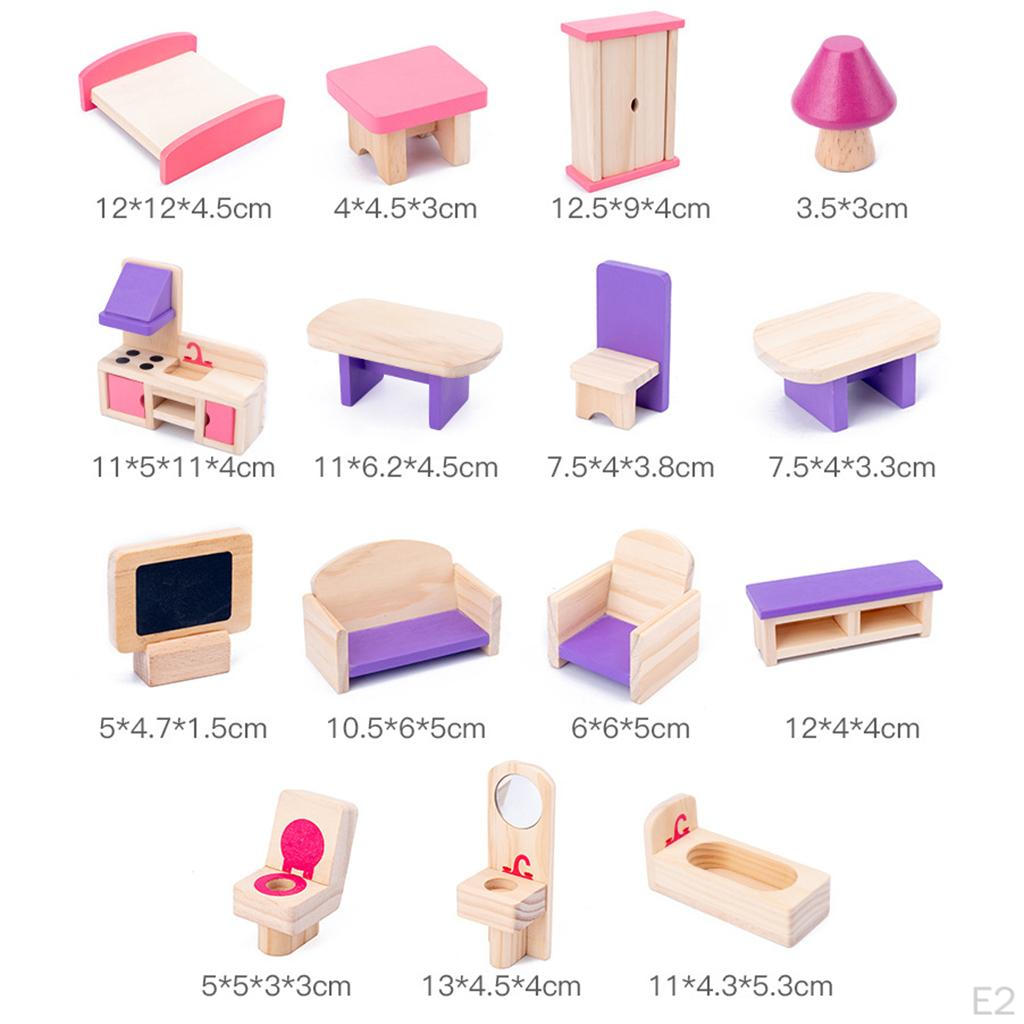 1/12 Scale Doll House Simulation Wood Desk Furniture Set for Living Scene Decor Pretend play