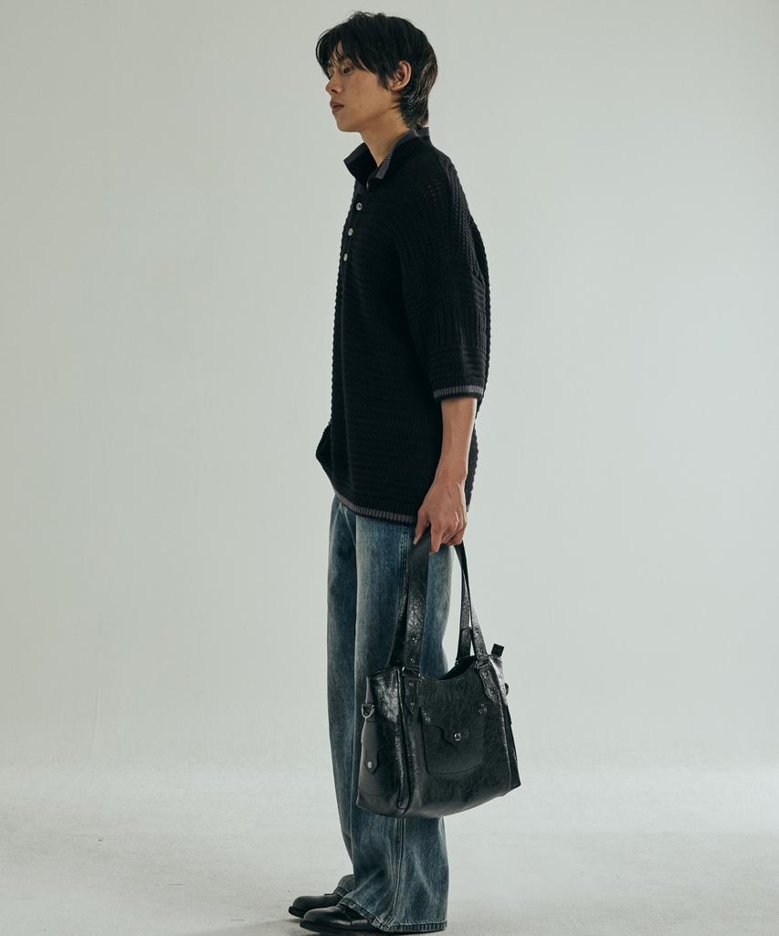 VONVAT Pullover Point Collar Short Knit (Black)