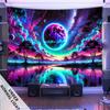 2D Glow in The Dark Moon Lake Tapestry, Blacklight Starry Landscape Wall Hanging for Home Decoration