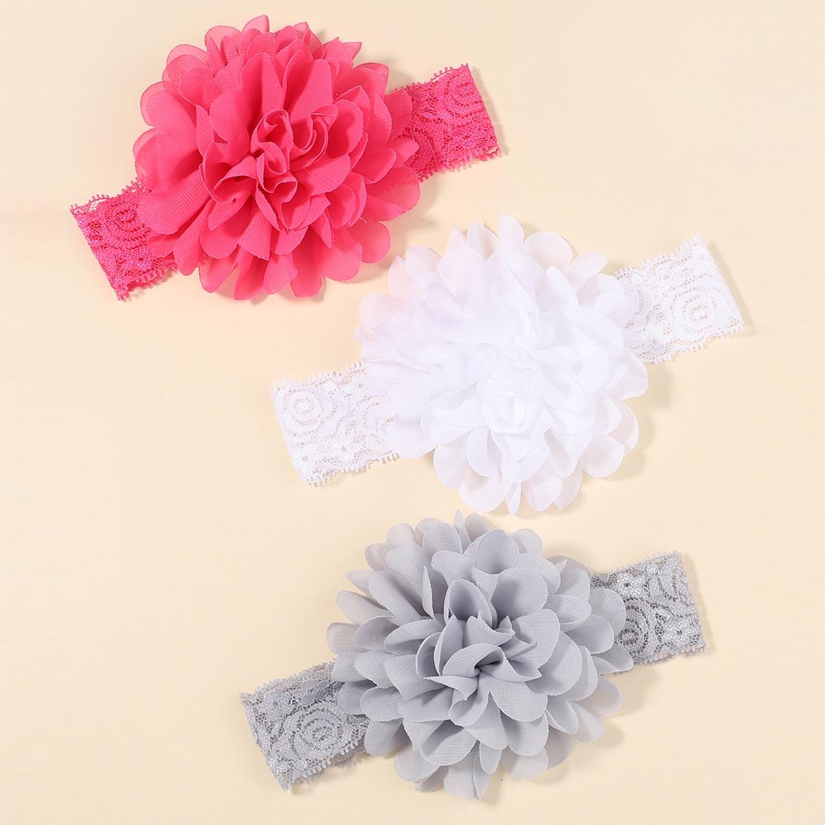 

3PCS/Set Baby Girl Headband Big Flower Floral Chiffon Bandage Band Children Kids Headwear Ribbon Newborn Hair Accessories