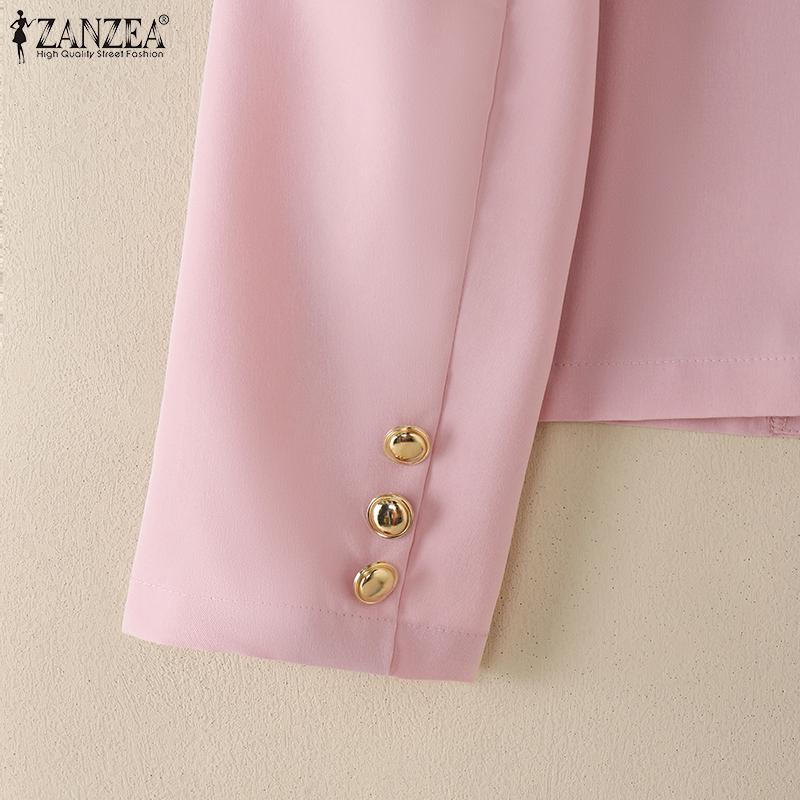 ZANZEA Women Casual Round Neck Loose Long Sleeve Blouse