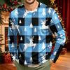 Men's Corduroy Long Sleeve Neck Shirt with Christmas Print for Holiday Casual Wear