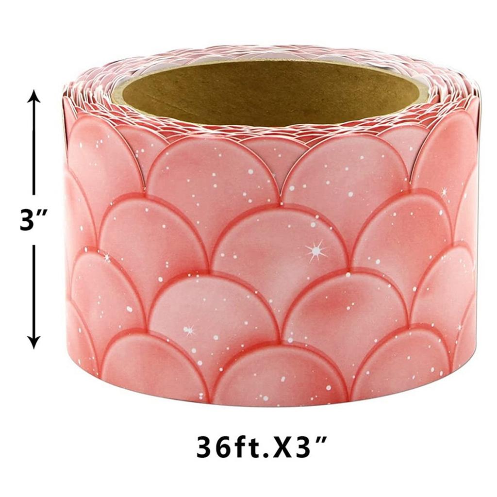20M Ombre Pink Scallops Bulletin Board Borders Rainbow Straight Borders Classroom or Home School Decoration