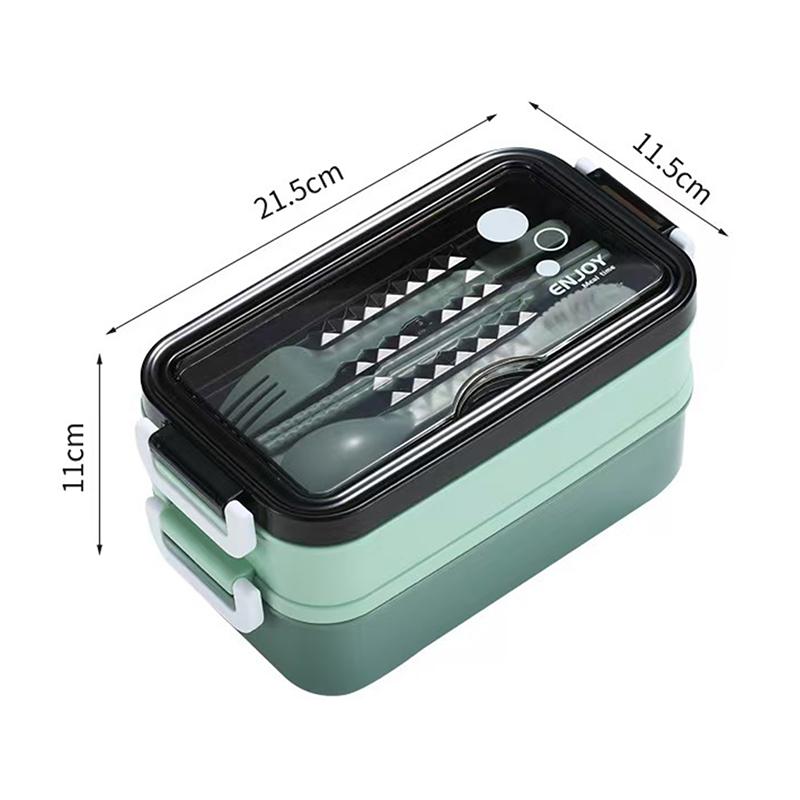 Japanese Style Double Layer Lunch Box Leak Proof Sealed Reusable Bento Box for Picnic Travel Office School