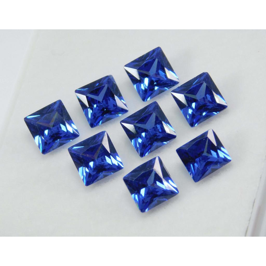 Blue Sapphire CERTIFIED Square Cut Ring Size 8 PCS Natural Loose Gemstone Lot MULTTIQ133