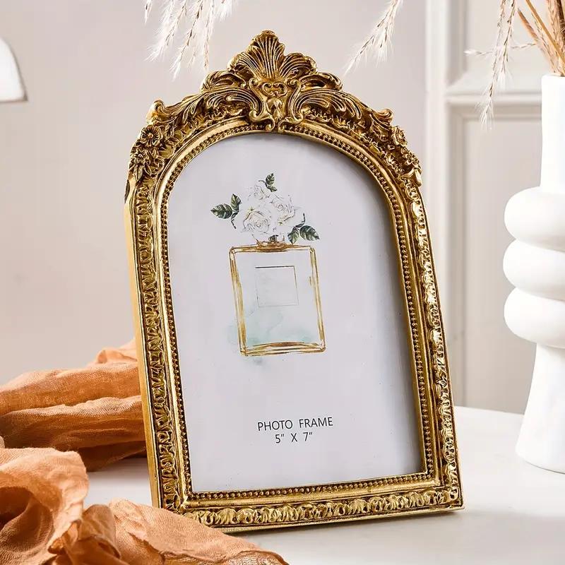 Cornice Dorata Arcuata Intagliata Stile Retro Europeo Decorazione Elegante per la Stanza Cornice Dorata da Parete Decorazione da Tavolo