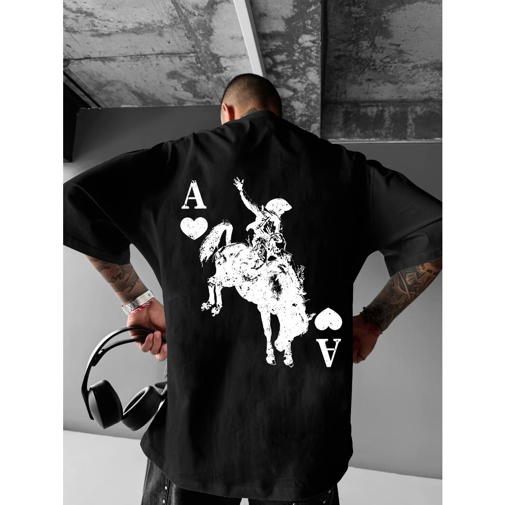 

Men s pattern T-shirt playing card back design light summer top regular version of daily casual wear 3XL