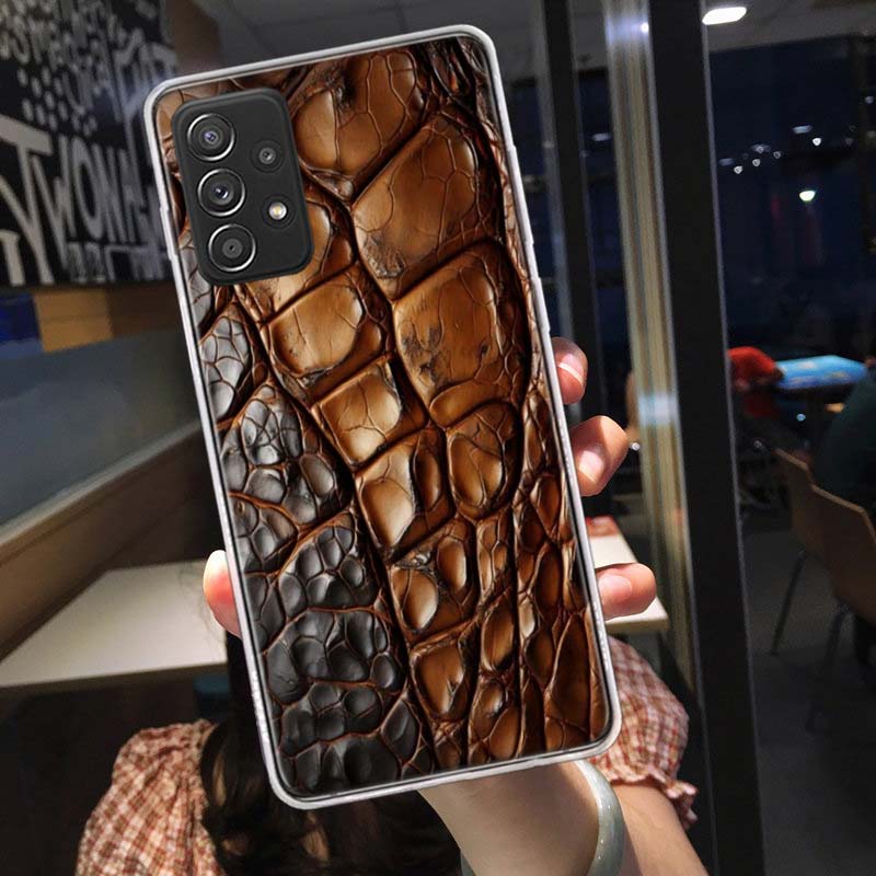 Crocodile Skin Phone Case for Samsung A54 A57 A37 A17 A14 A15 A12 A24 A34 A55 A35 A25 A52S A07 A05S A04S A22 A32 A72 Galaxy Note