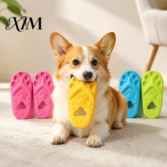 Teething Toys for Puppies Slipper Dog Chew Toy, Puppy Thong Sandal Shape, Interactive Durable Fetch Toy Small to Large Dogs, Pet Training