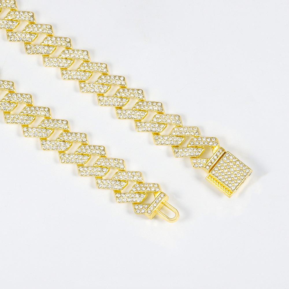 

Трендовий кубинський ланцюг чоловічий хіп-хоп стиль сплав повністю діамантовий модний вибуховий намисто гарячий продаж 75CM золотий