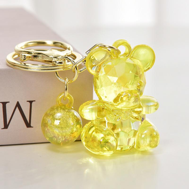 Iridescent Little Bear Keychain with Bow Tie - Acrylic Bag Charm Blind Box