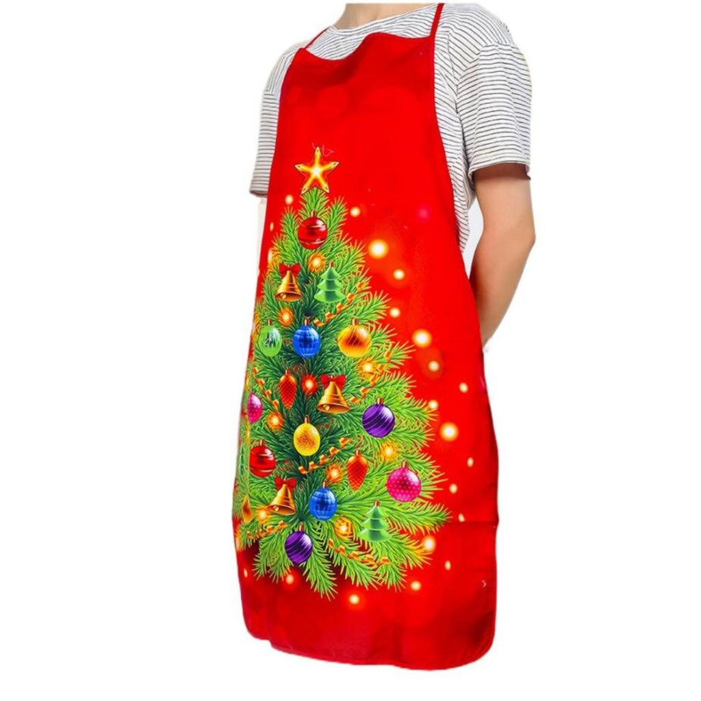 Sleeveless Christmas Apron - Printed Halter Strap Dirt-Proof Fabric for Kitchen Cleaning Holiday Supplies