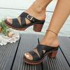 Women's Summer New Coarse Heel Sandals, European and American Fashionable Hollow Out High-heeled Sandals, Plus Size