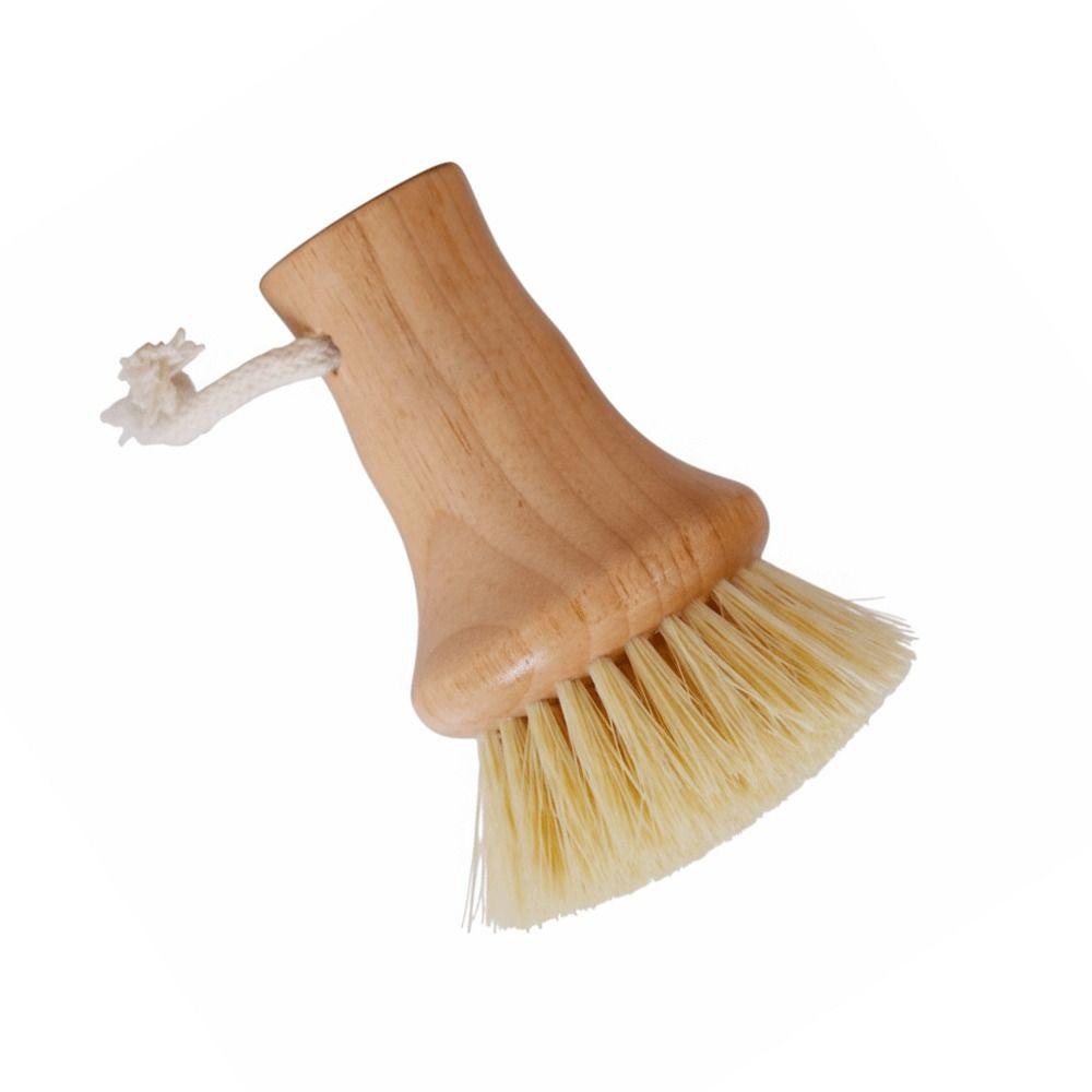 Solid Wood Pot Brush Long Handled Dishwashing Brush for Cleaning and Scrubbing Pots