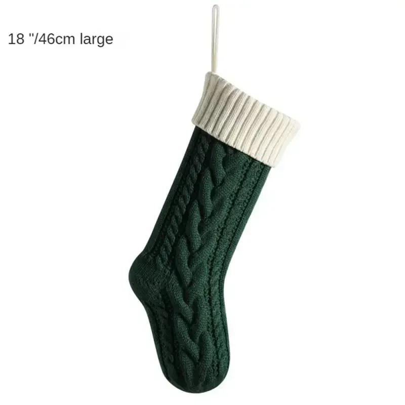 1PC Christmas Stockings Cable Knit Stocking Christmas Gifts Holiday Stocking Xmas Decoration Candy Christmas Socks Length 46cm