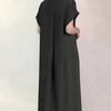 [YUANYUAN] Women's Shirt Dress, Summer Dress, Short Sleeve, Long Length, Single Front Button, Stand Collar, Plain, Casual, Relaxed Fit, Figure-Flatter