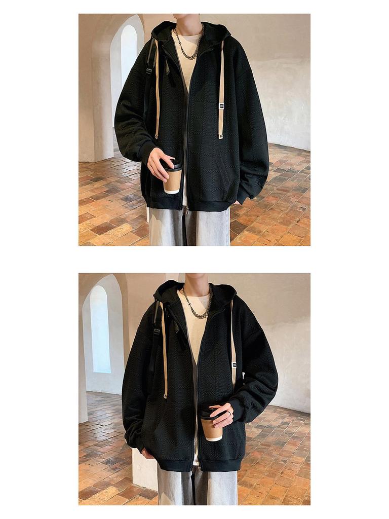 Men's Plus Size Plaid Hooded Cardigan Sweatshirt Jacket - Autumn/Winter 2025 Fashion