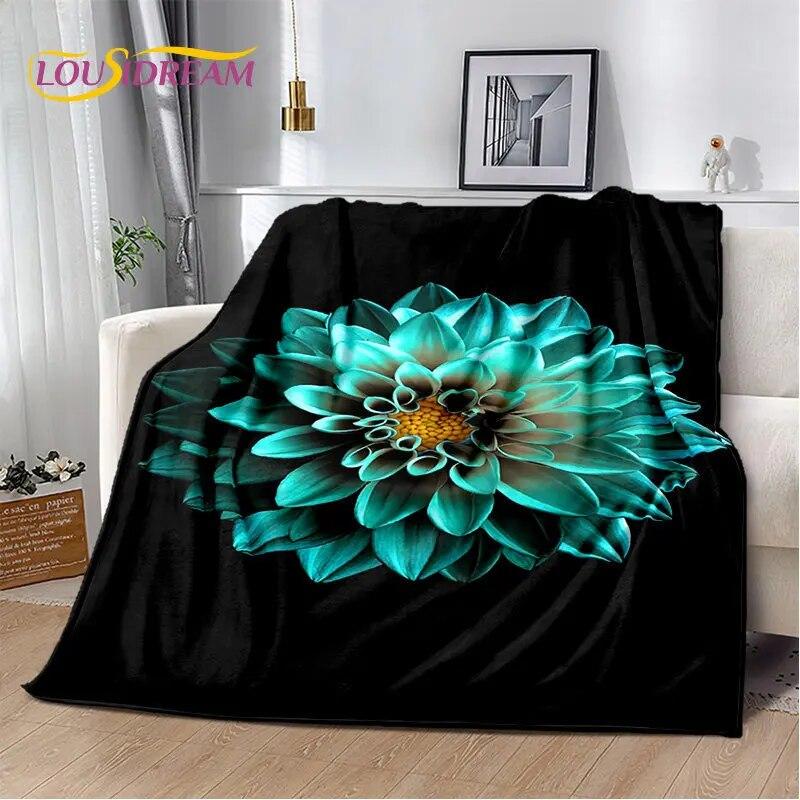 Nordic 3D Daisy Flower Soft Plush Blanket,Flannel Blanket Throw Blanket for Living Room Bedroom Bed Sofa Picnic Cover Bettdecke