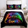 Gamer Joy Bedding 3 Piece Set HD Print Duvet Cover Pillowcases for Teens Adult Bedroom Decoration Christmas Gift