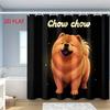 Cute Dog Shower Curtain Bathroom Decor Chow Chow Pet Animal Illustration Waterproof Shower Curtain 180x180cm