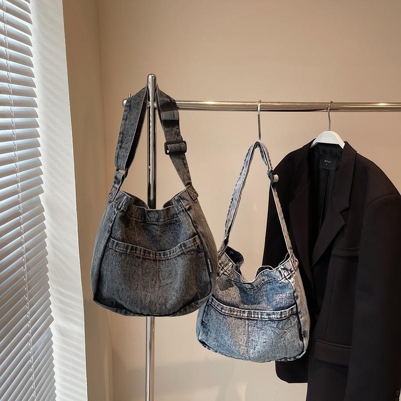 Denimveske Dame Skulderveske Stor Kapasitet Pendler Crossbody-veske