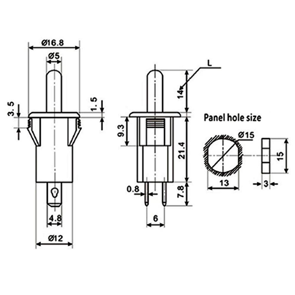 AC220V Door Switch Refrigerator Cabinet Light Disinfection Cabinet Wardrobe Press Button Switch NO/NC Anti-Dumping Gated Switch