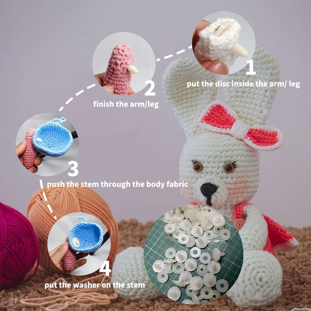 10–50 Sets 20 mm DIY-Puppengelenke, Puppenskelettgelenke, Sicherheitsgelenke aus Kunststoff, Puppenkörpergelenke für die Herstellung von Häkel- und Stofftierpuppen